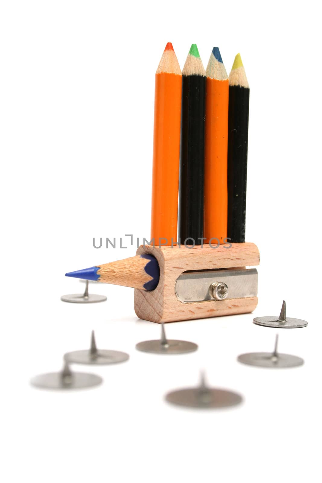  Small color pencils are rescueed on unusual sharpeners by parrus