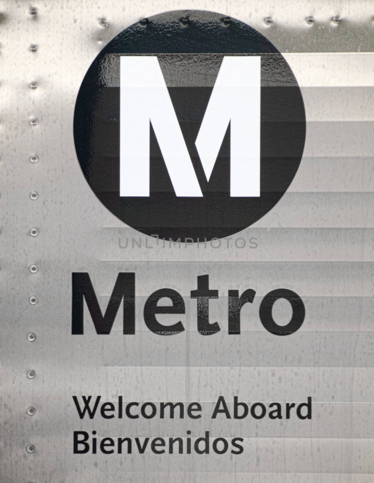 Detail of a subway car in Los Angeles California