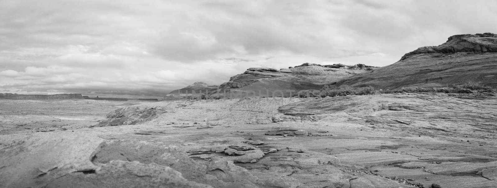 Infrared panoramic landscape taken close to the Lake Powell in Arizona