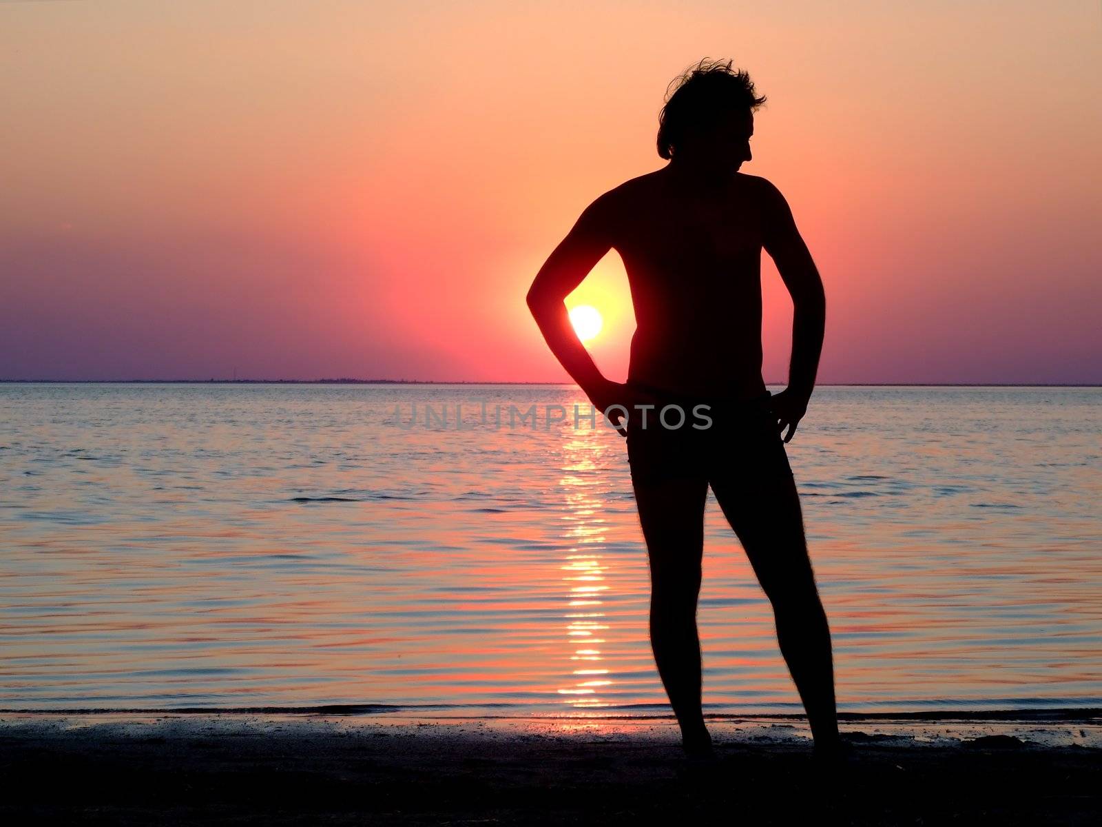 A black silhouette of a young guy on a sunset 2 by acidgrey