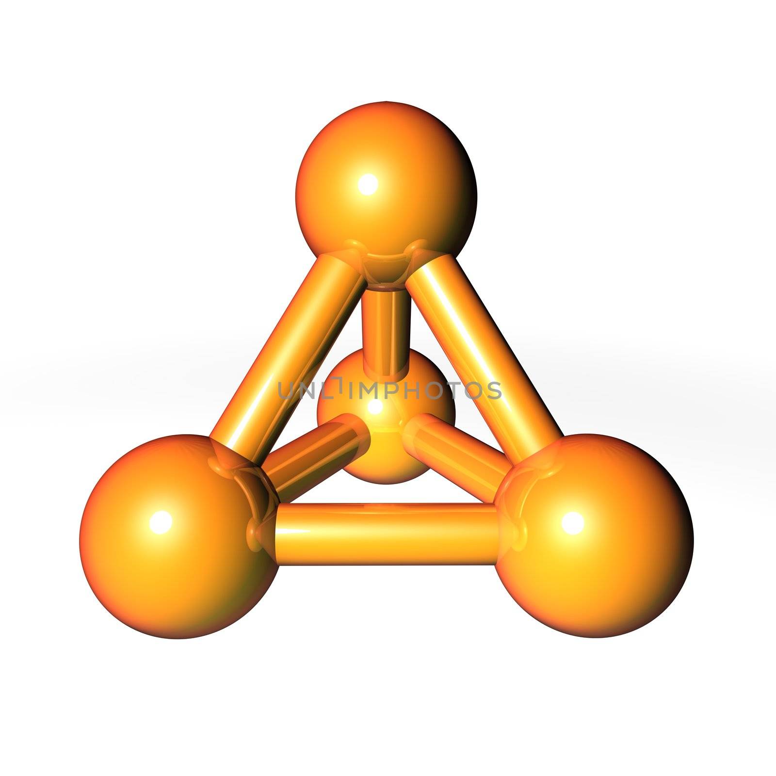 simple gold-orange metallic molecular structure rendered in 3D