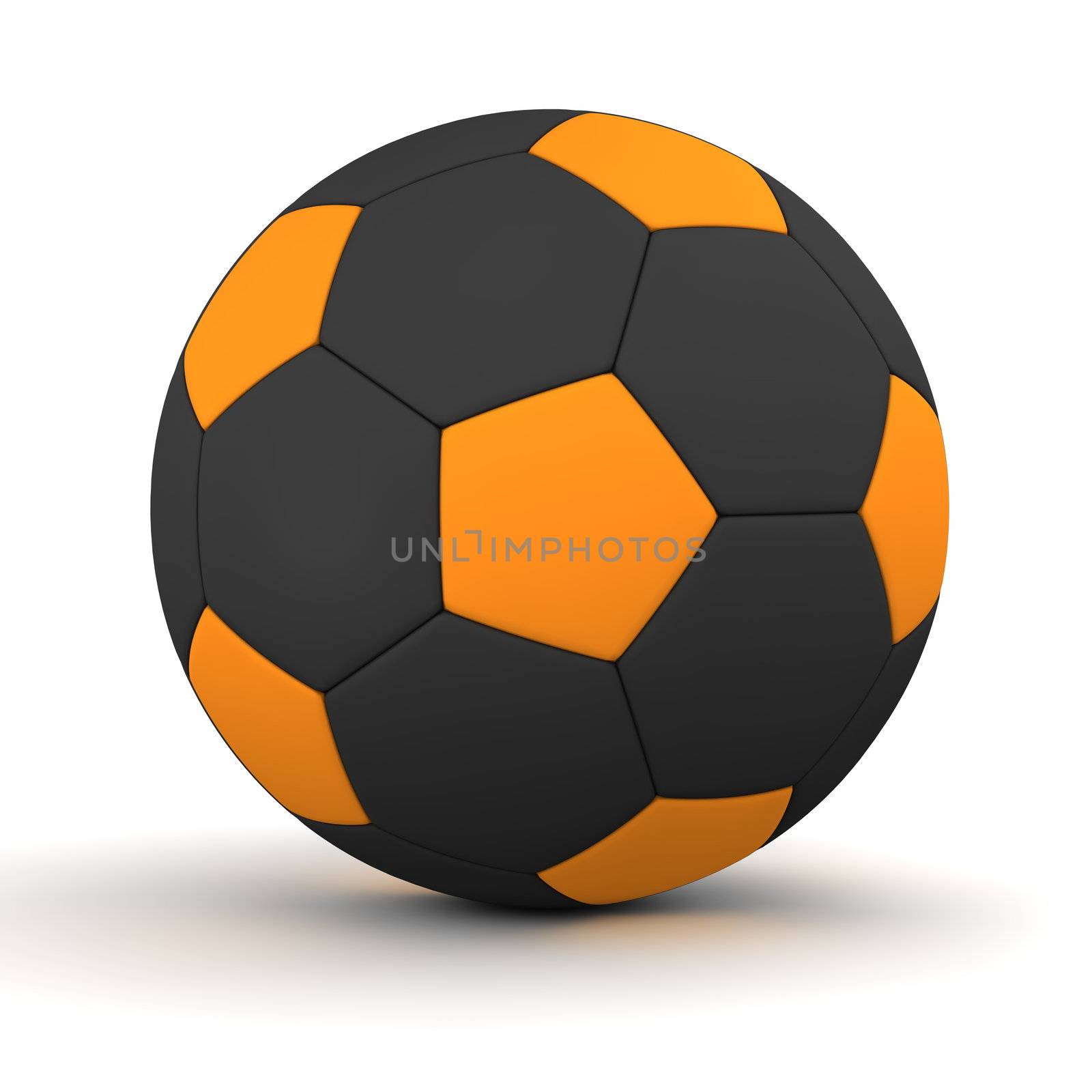 classic ball consisting of orange pentagons and black hexagons