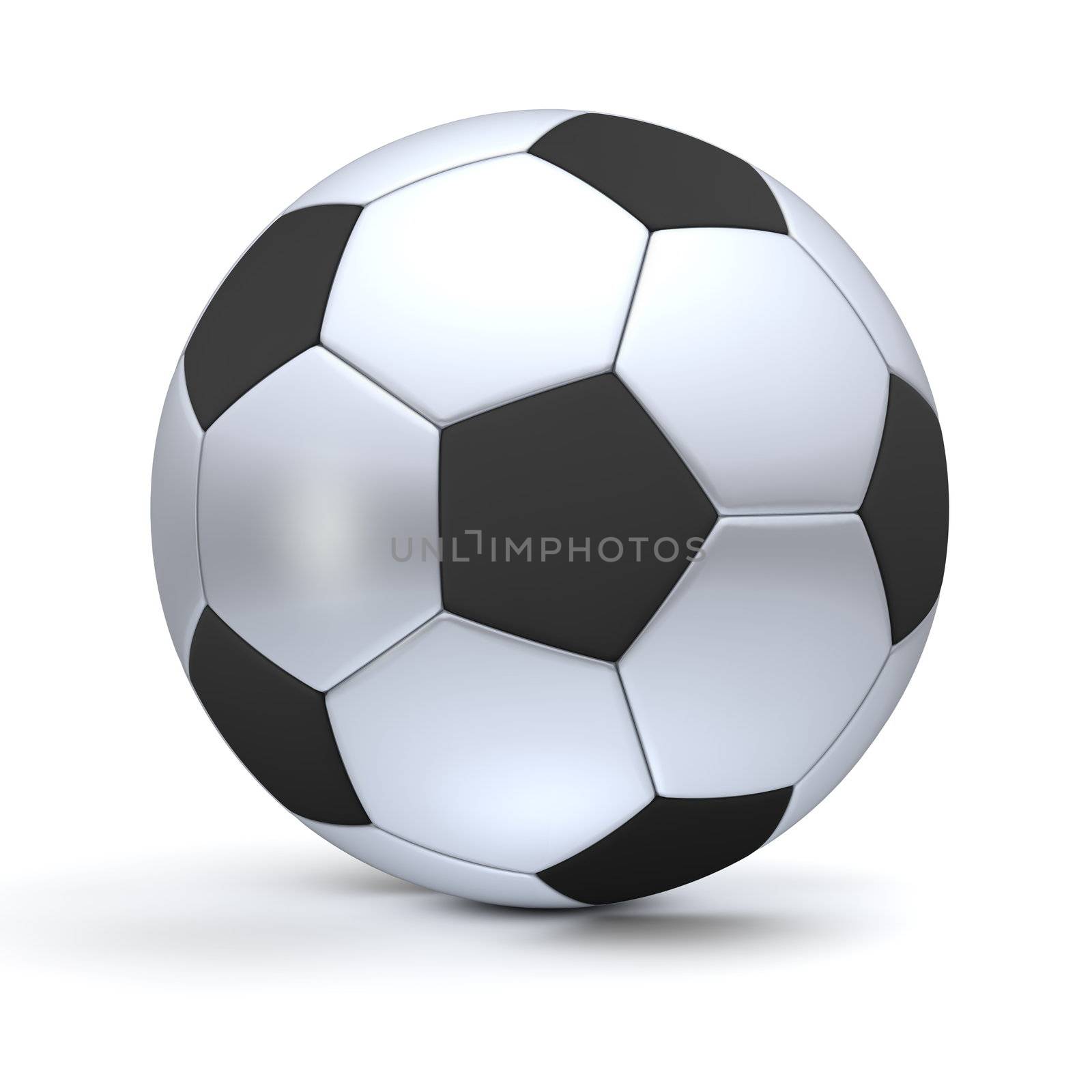 classic ball consisting of black pentagons and silver metallic hexagons