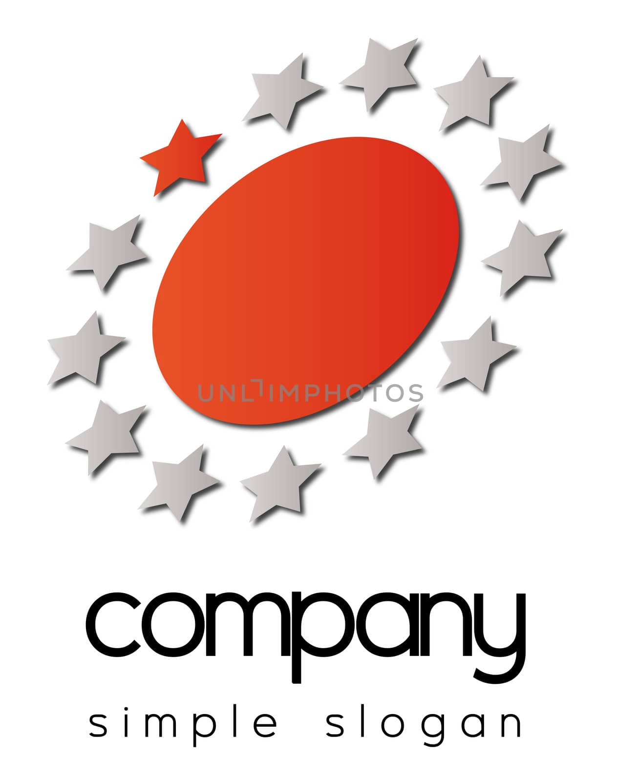 A business logo with red and grey star towards a red circle