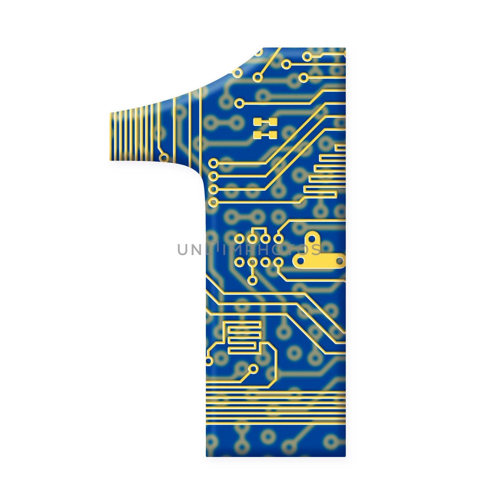 Digit from electronic circuit board alphabet on white background by pzaxe