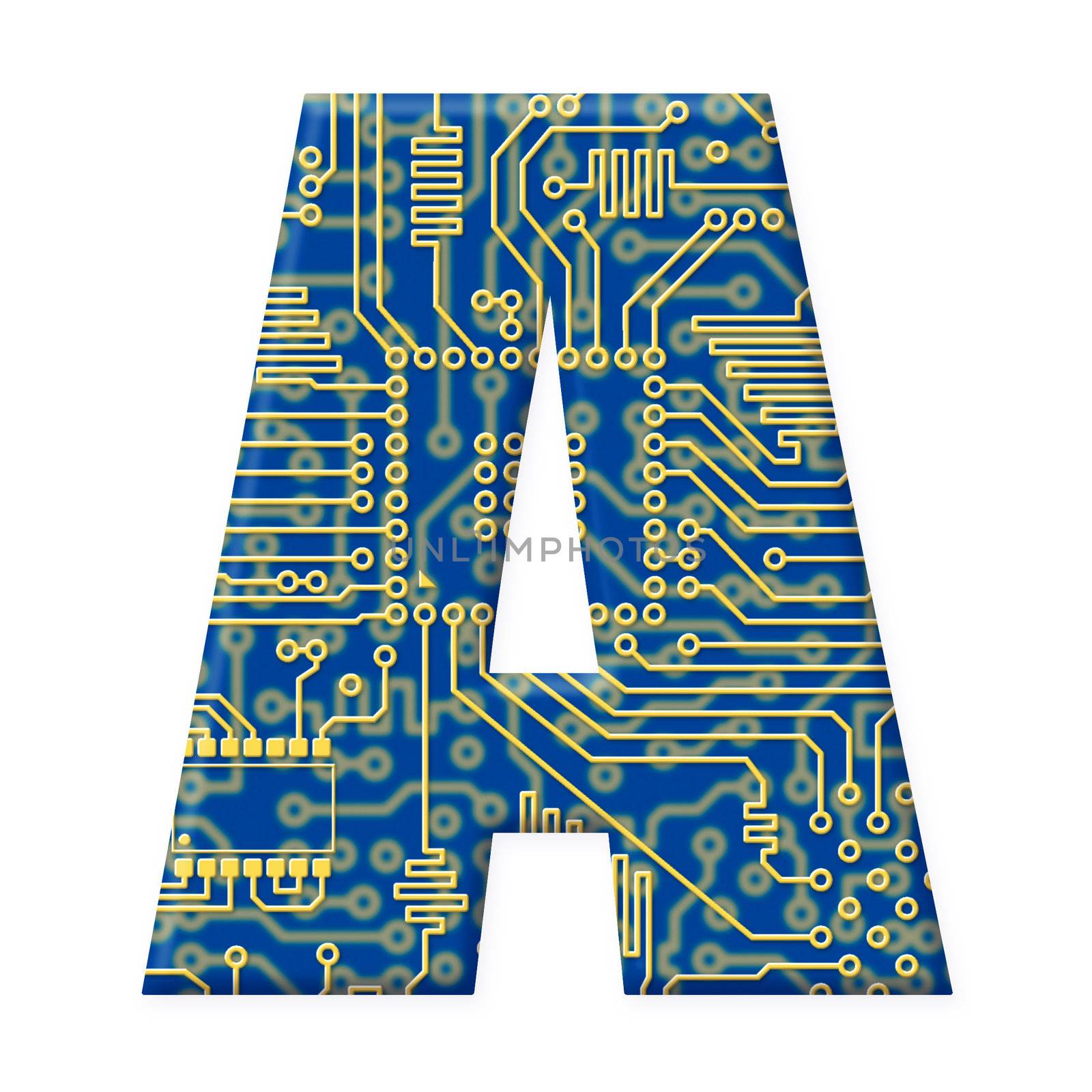 Letter from electronic circuit board alphabet on white backgroun by pzaxe