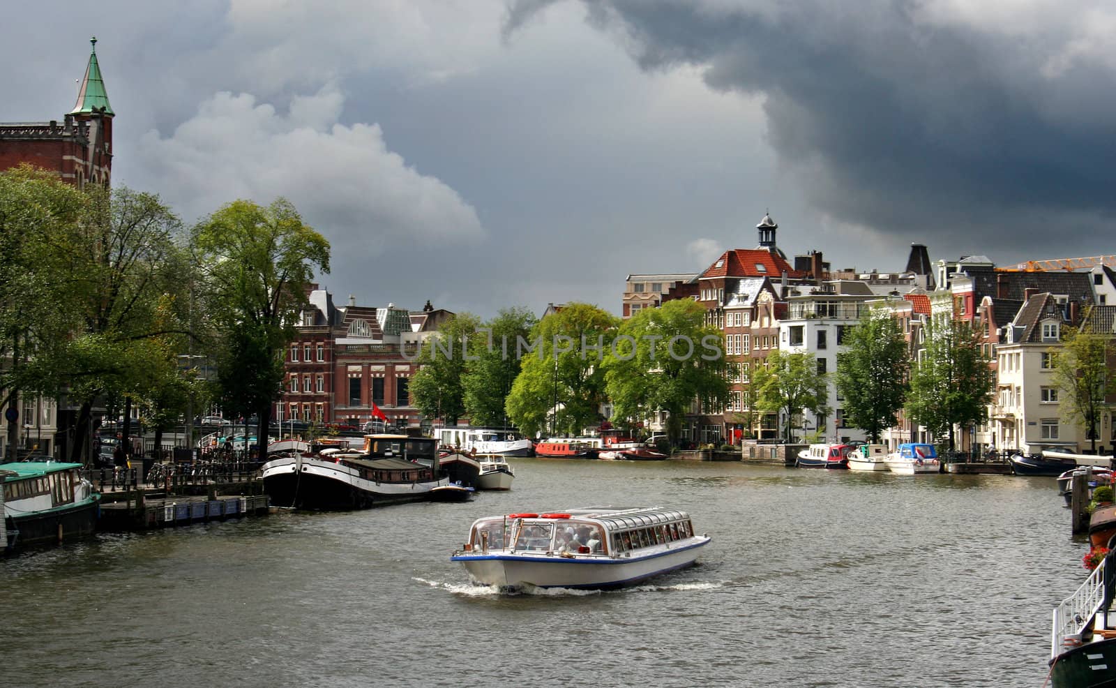 Tourboat in Amsterdam canal