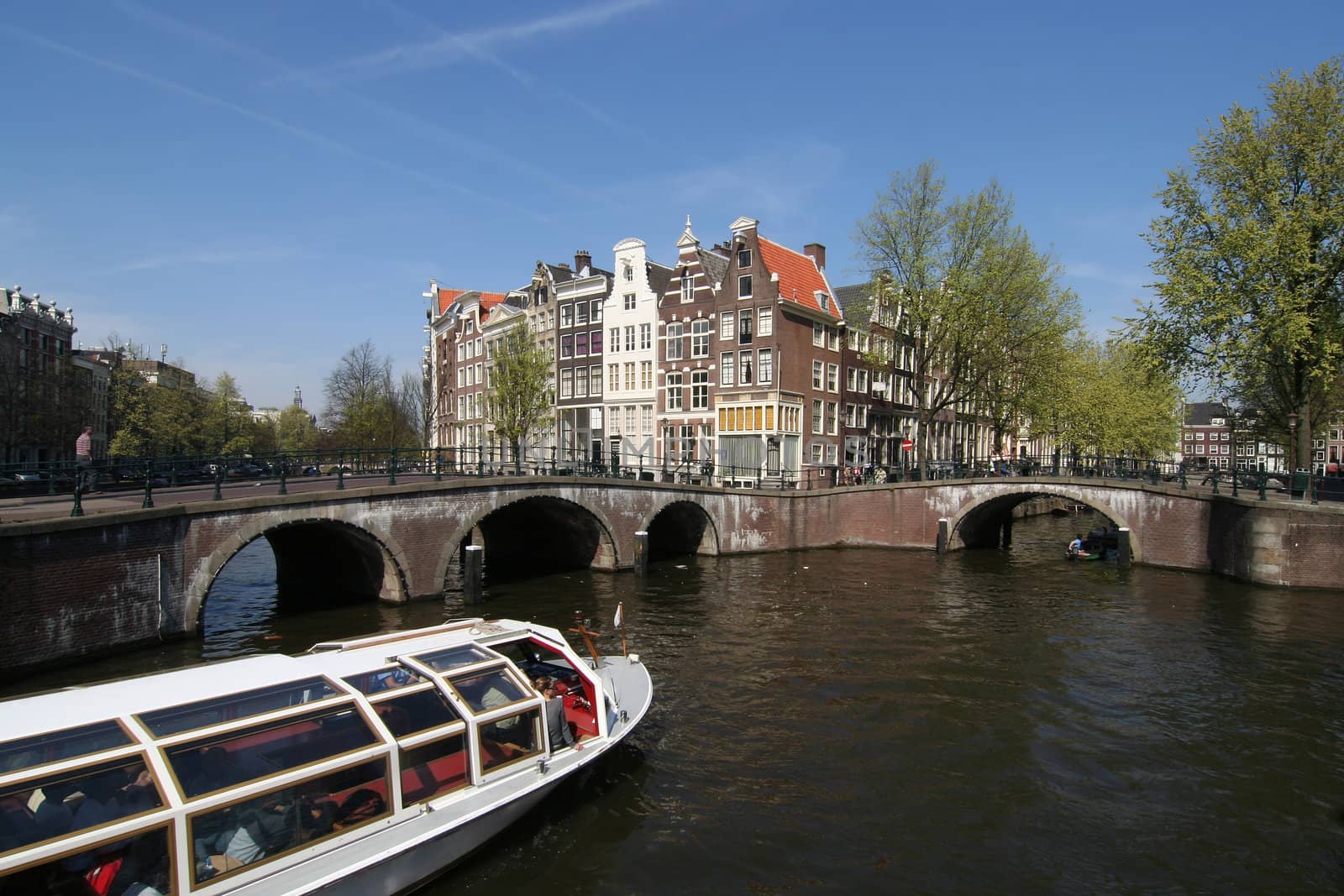 Tour boat in an Amsterdam canal