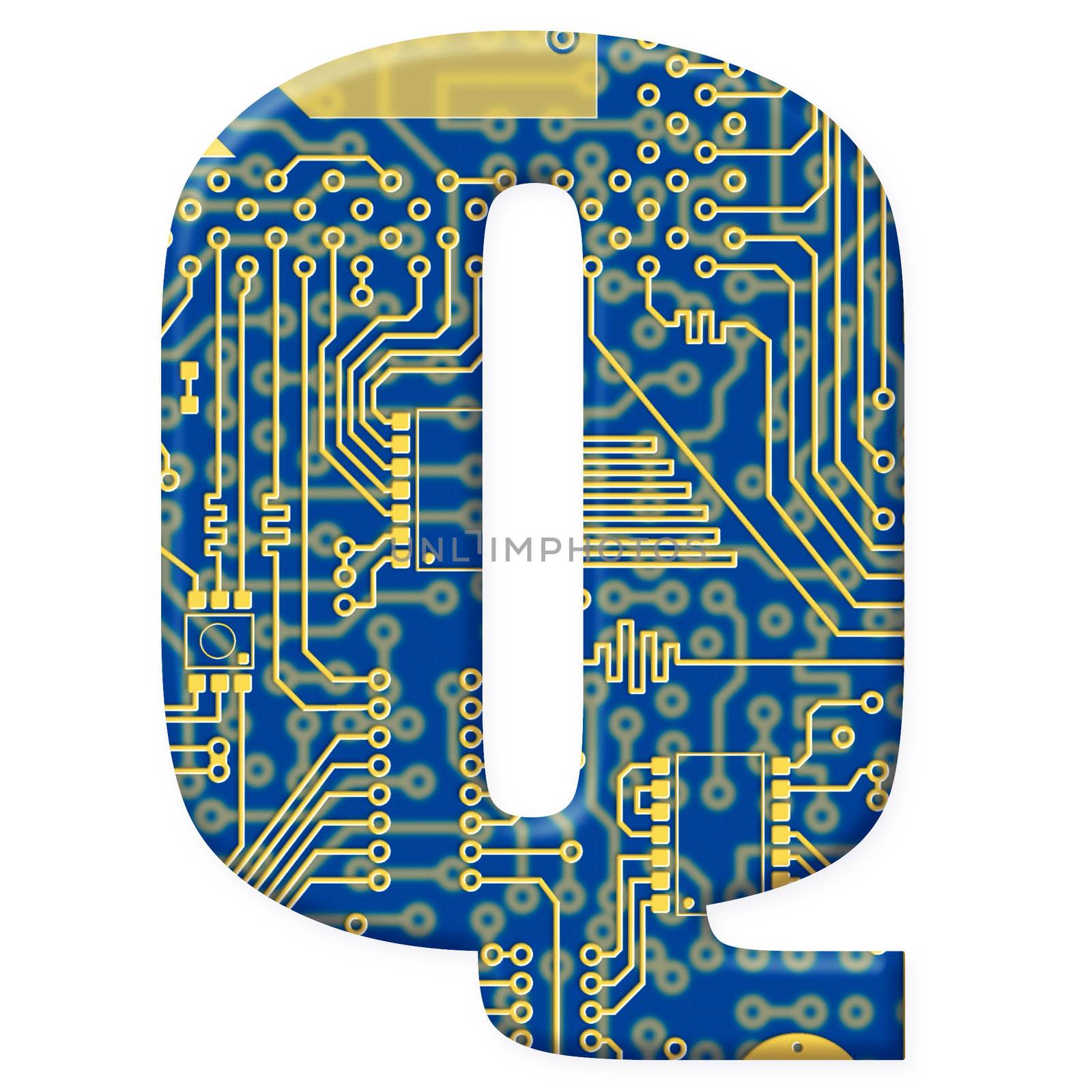 Letter from electronic circuit board alphabet on white backgroun by pzaxe