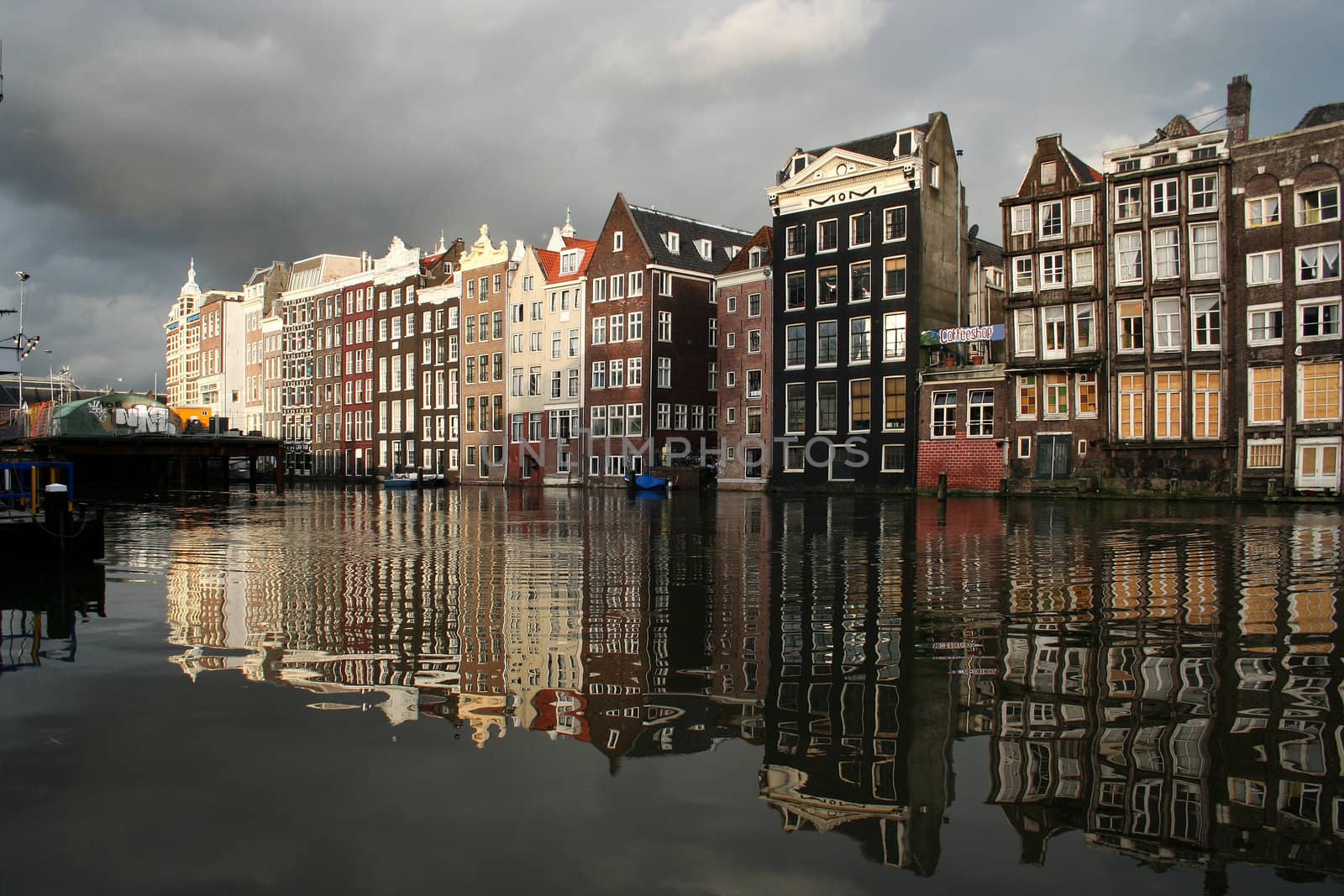 Amsterdam canal houses after the rain