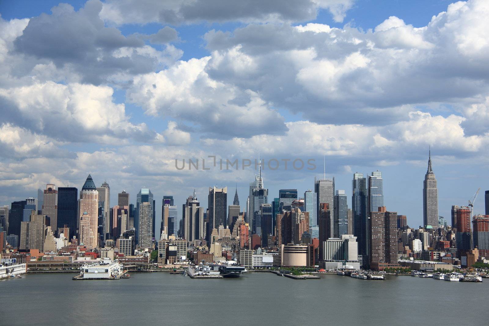 NYC buildings as seen from across the Hudson River in New Jersey