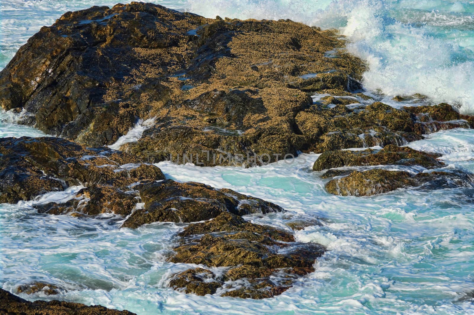 great image of strong waves splashing into the rocks