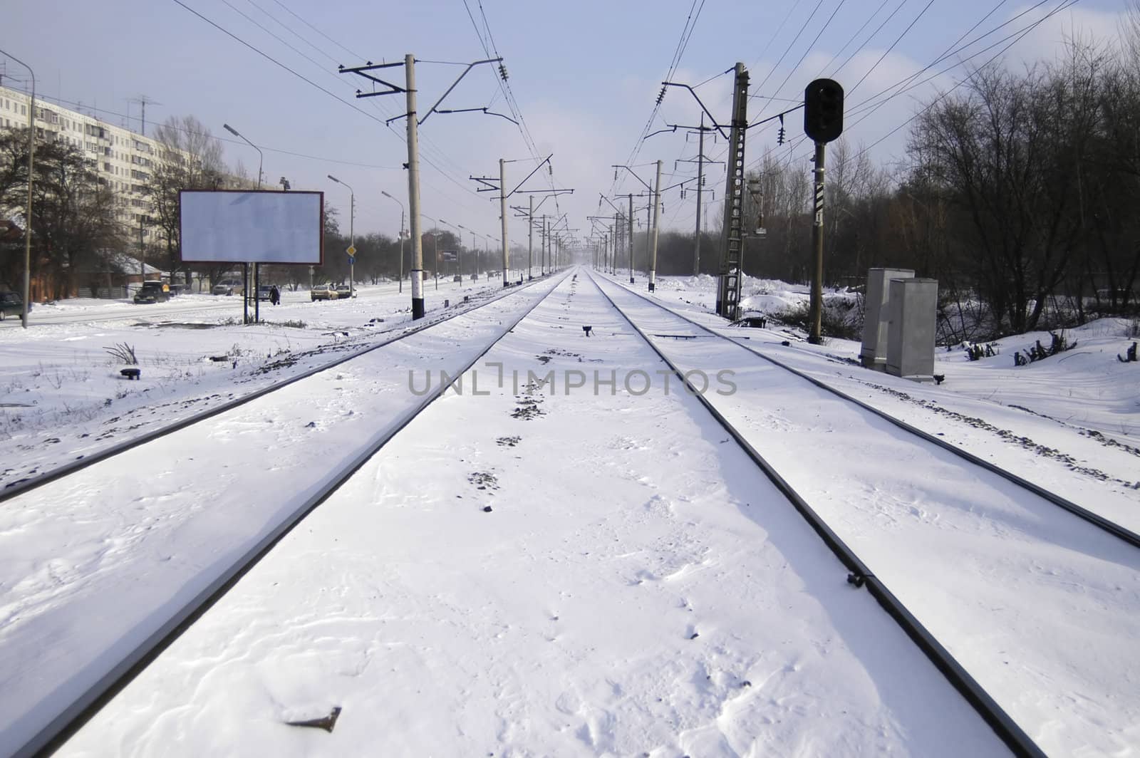 Winter railway station in Russian city 2