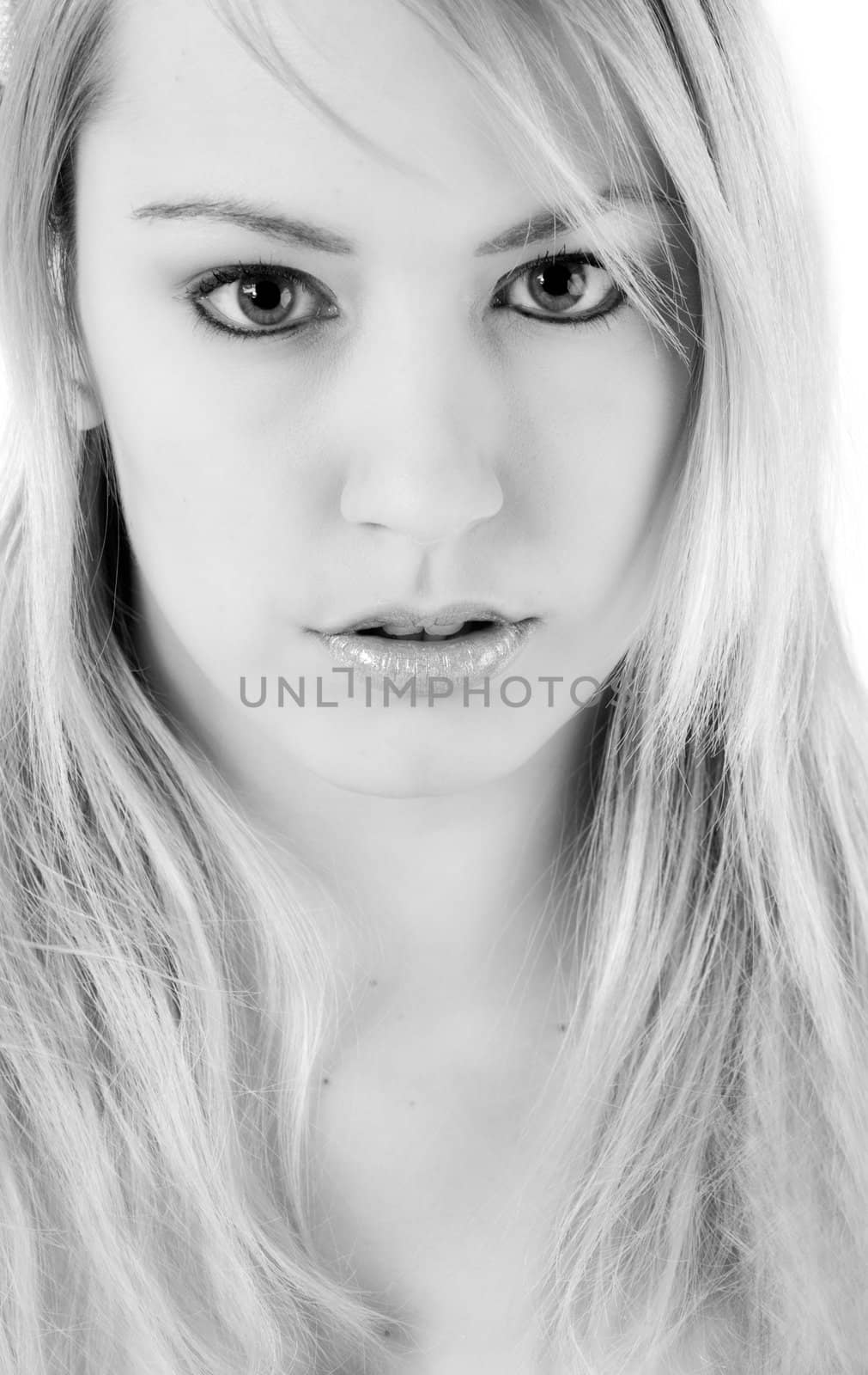 Young beauty blond girl in the studio