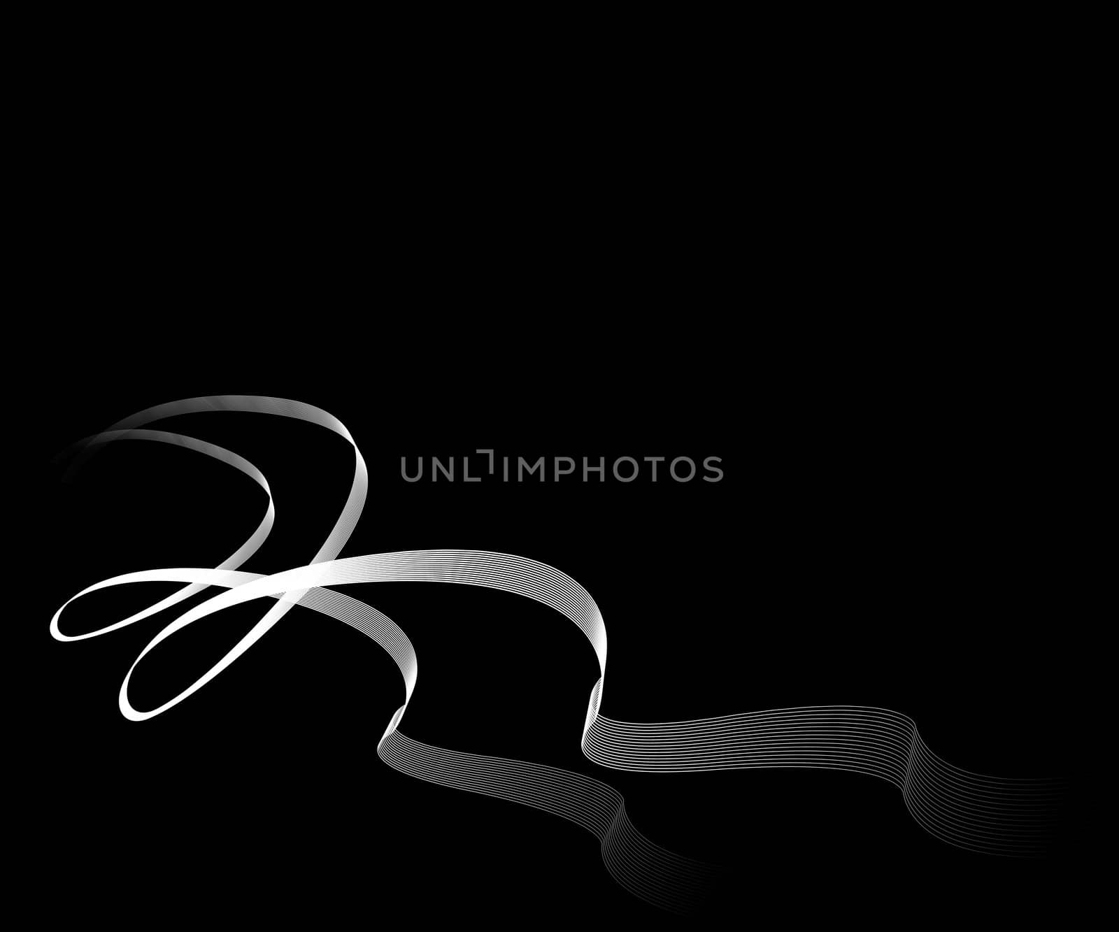 ticket with white ribbons on black background