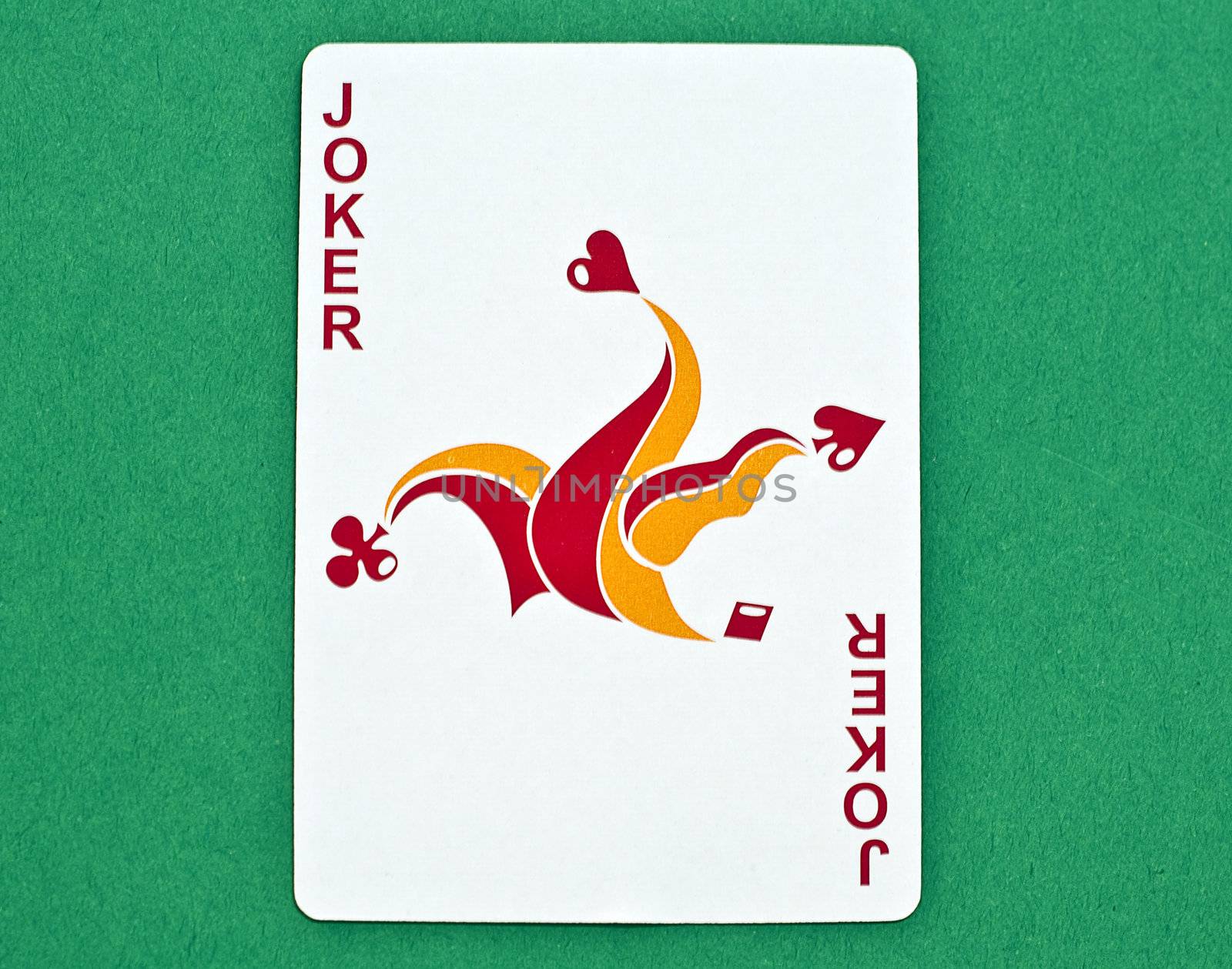 joker playing card with a green background