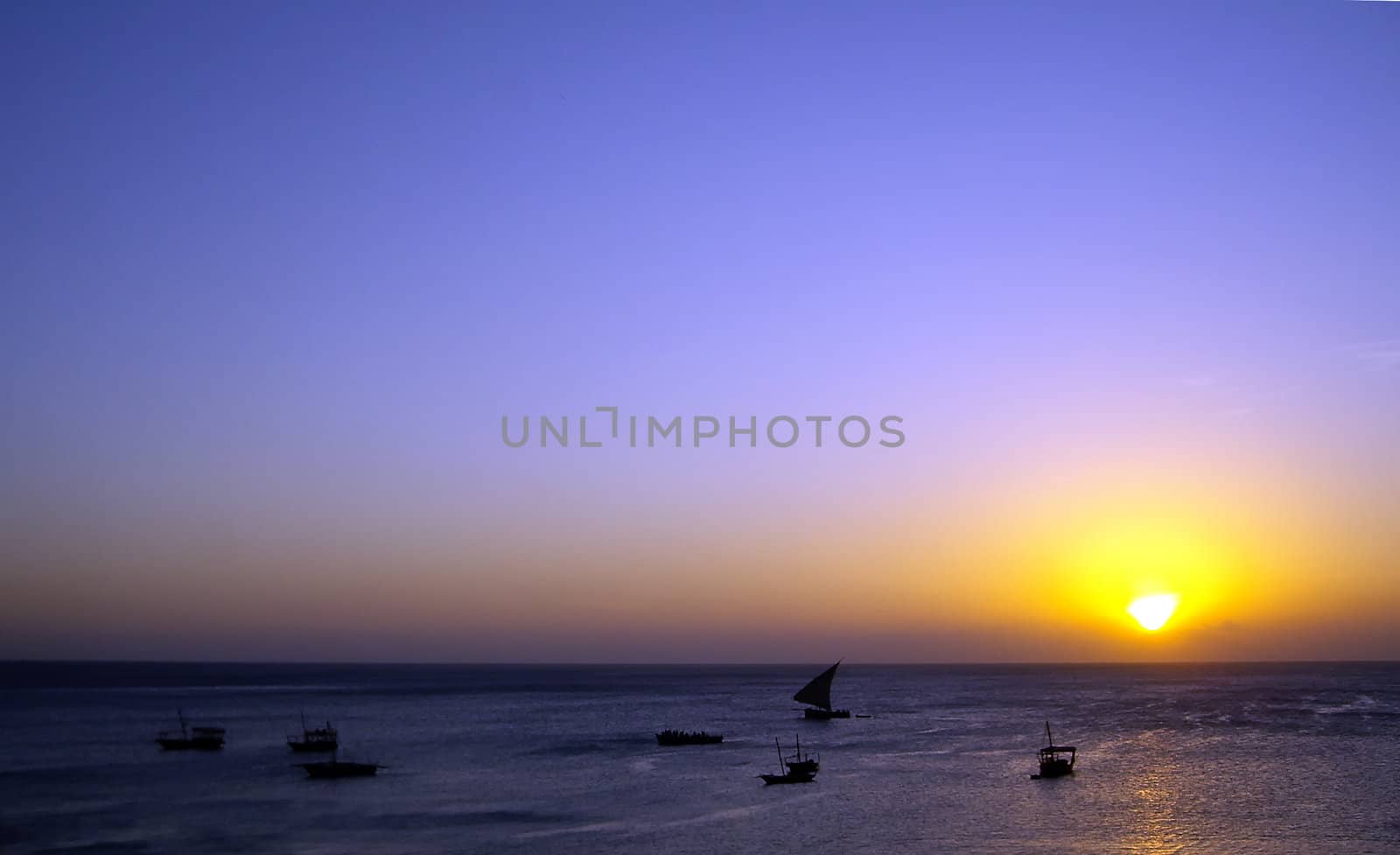 The famous sunset of Stone Town in Zanzibar