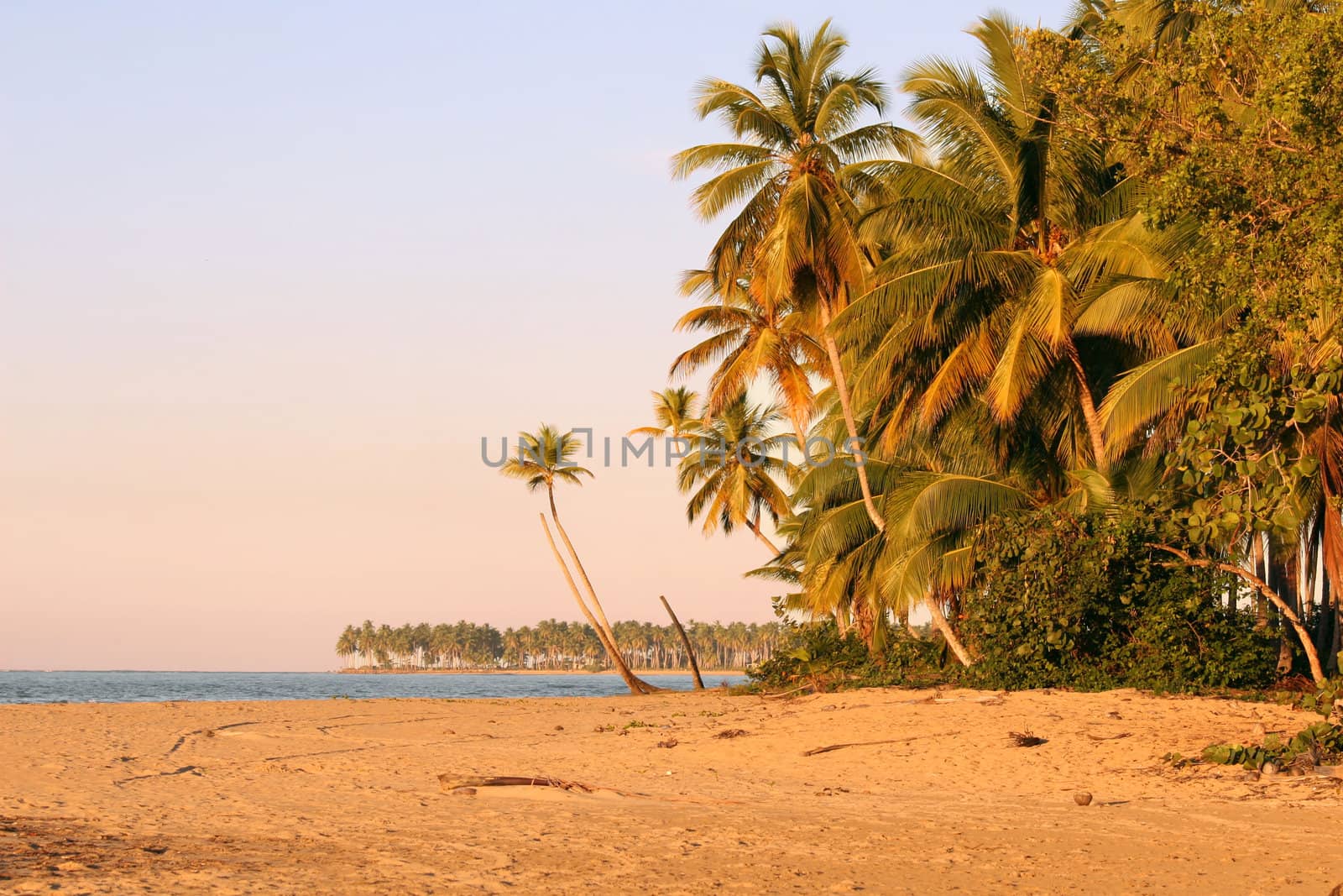 Beautiful sunset at the beach of caribbean