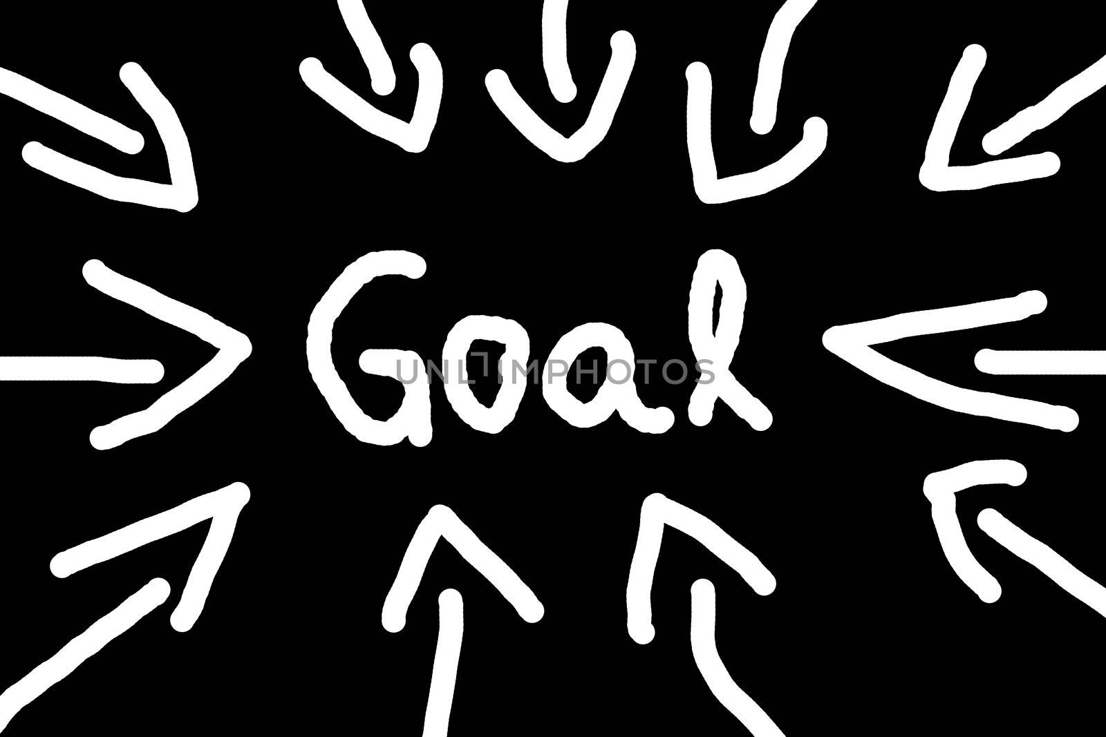 business success concept with word goal and arrows