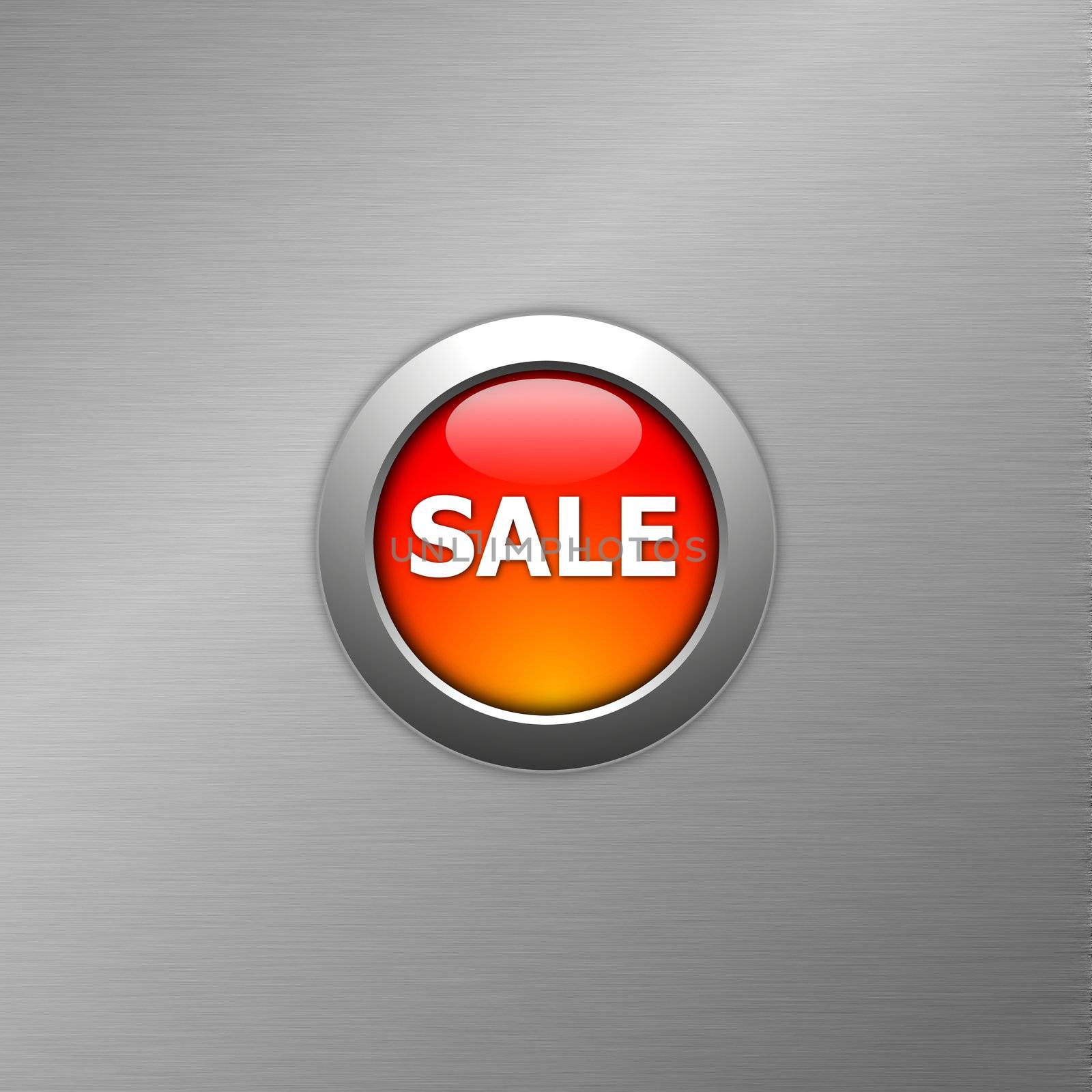 red sale button on a metal background