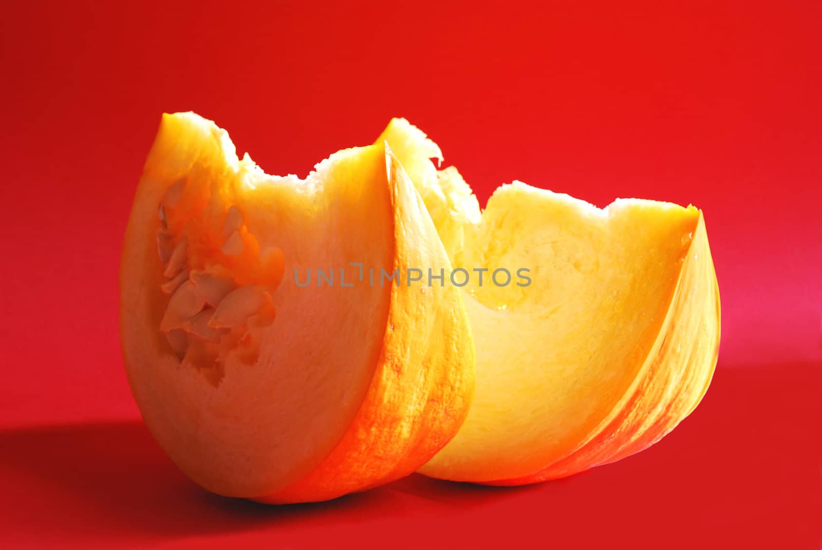 Close up of a slice of pumpkin