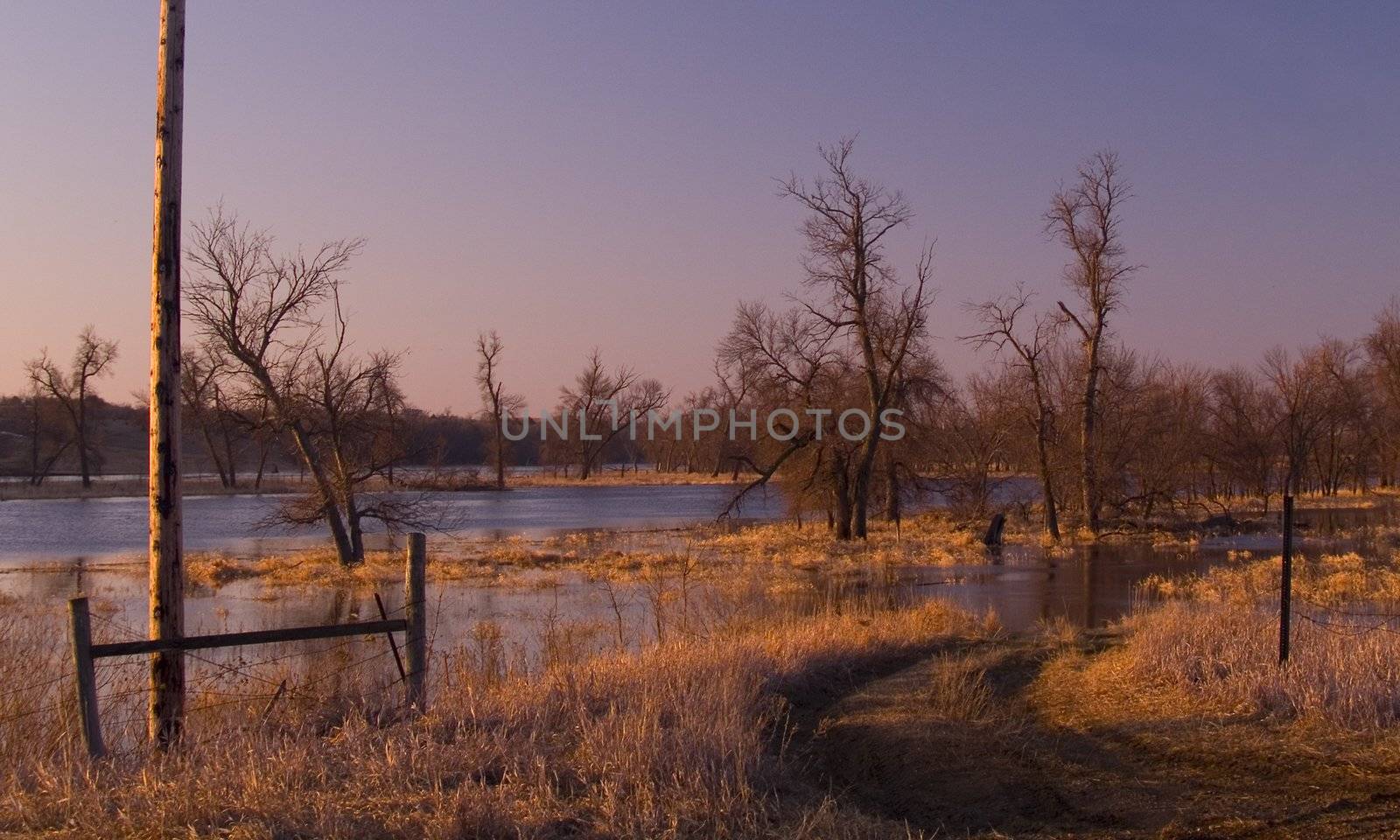 A flooded farm field in rural South Dakota.