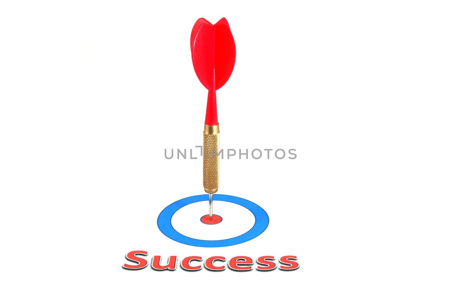 success concept with isolated dart arrow on white background