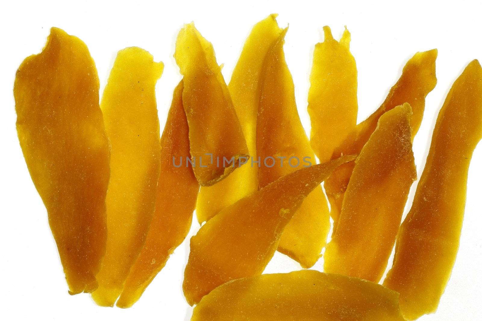 Fresh Dried sweet Mango in a white background 