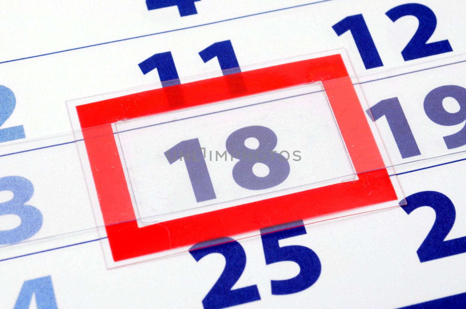 calendar showing date of today with red box