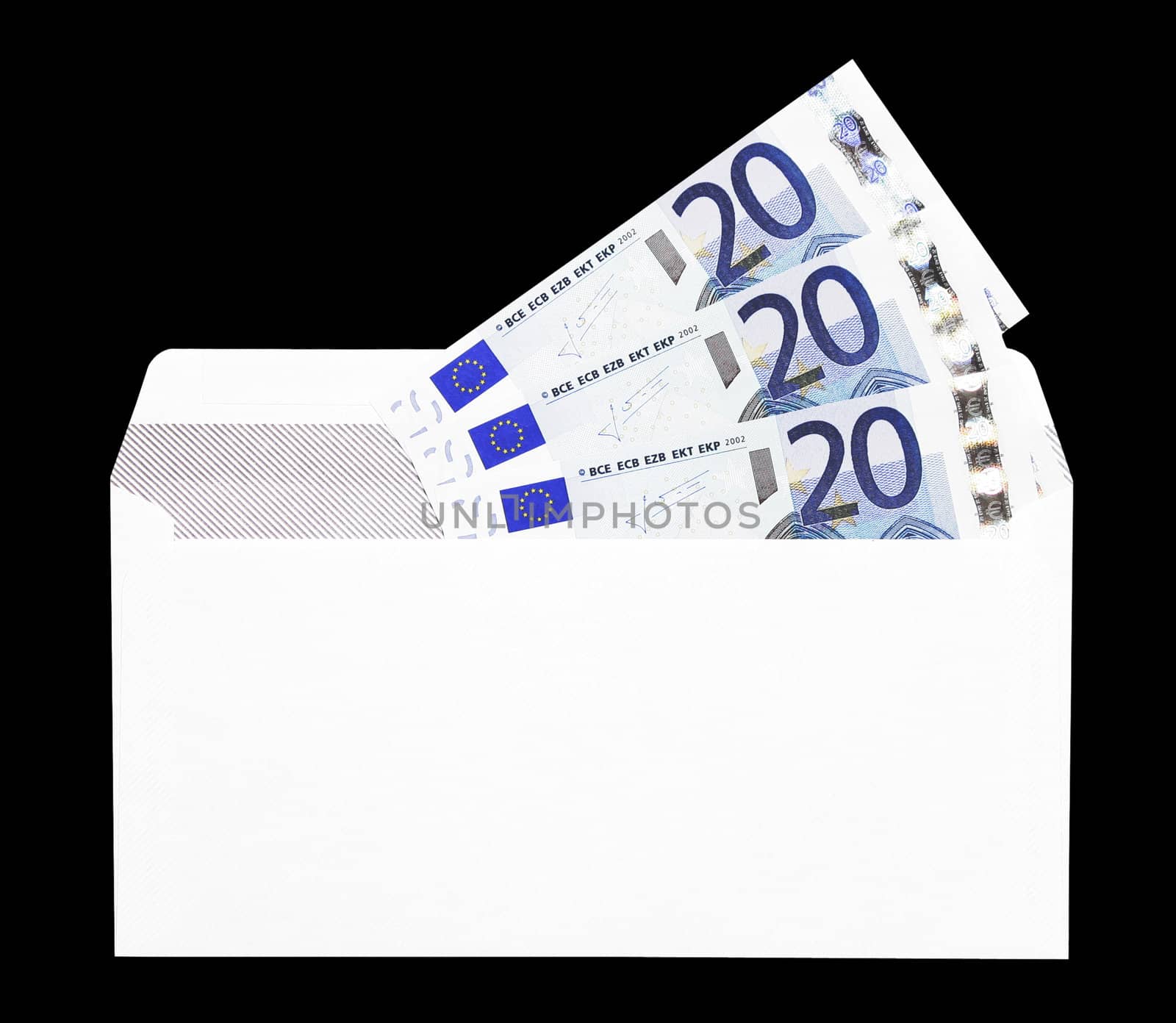 Money Gift, White Envelope With Twenty Euro Notes