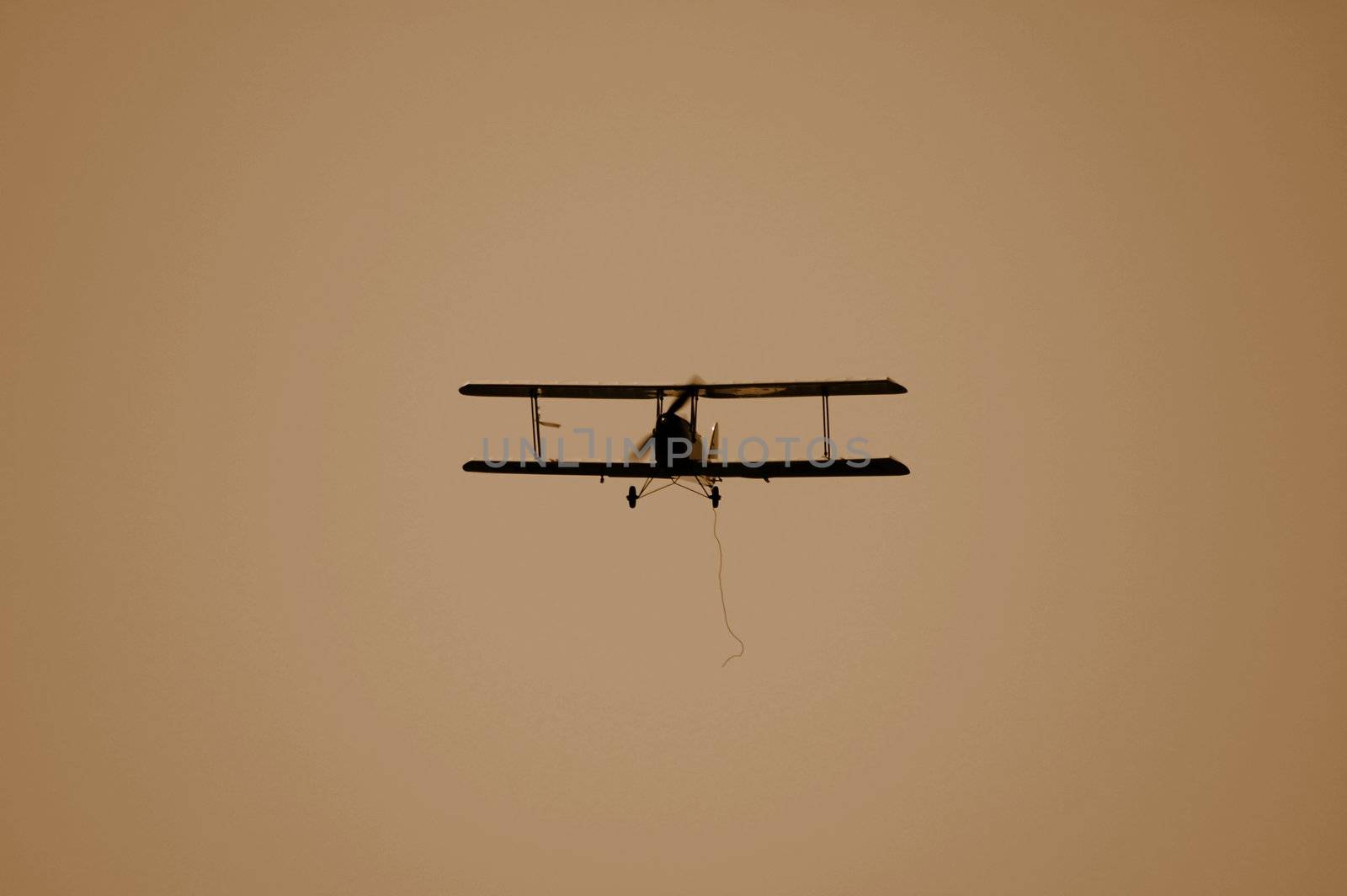 old vintage remote controlled model or toy biplane