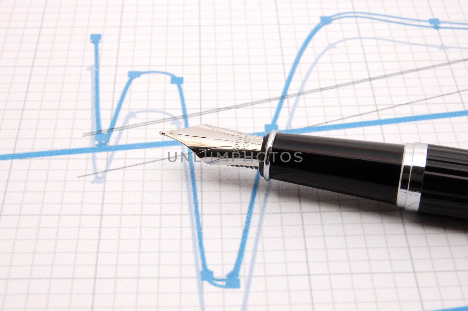 black fountain pen on business stock chart