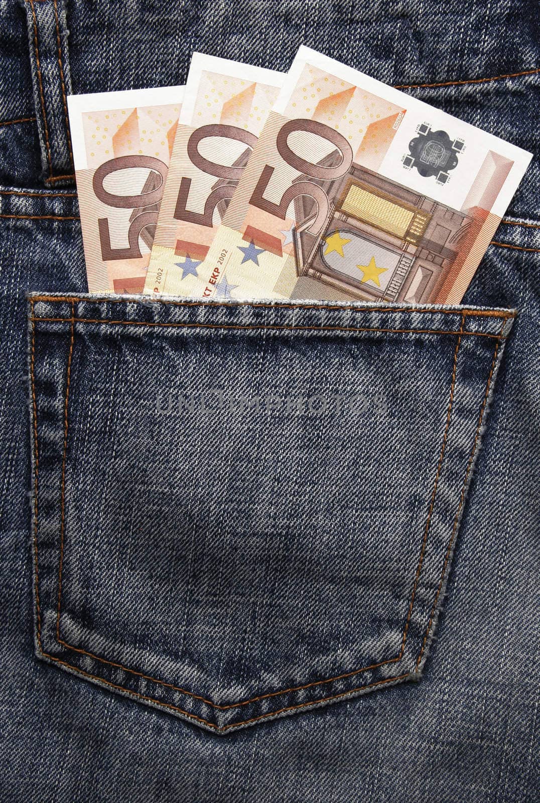 Pocket Money In Blue Jeans - Three Fifty Euro Notes