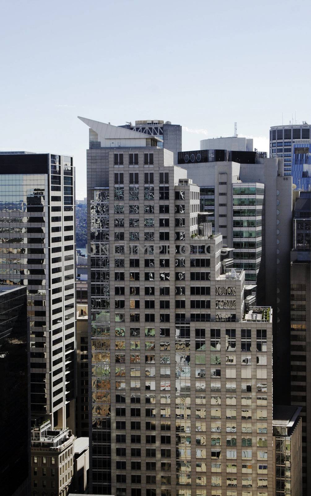 Tall Modern Urban Office Building In Sydney, Concrete And Glass Facade, Australia