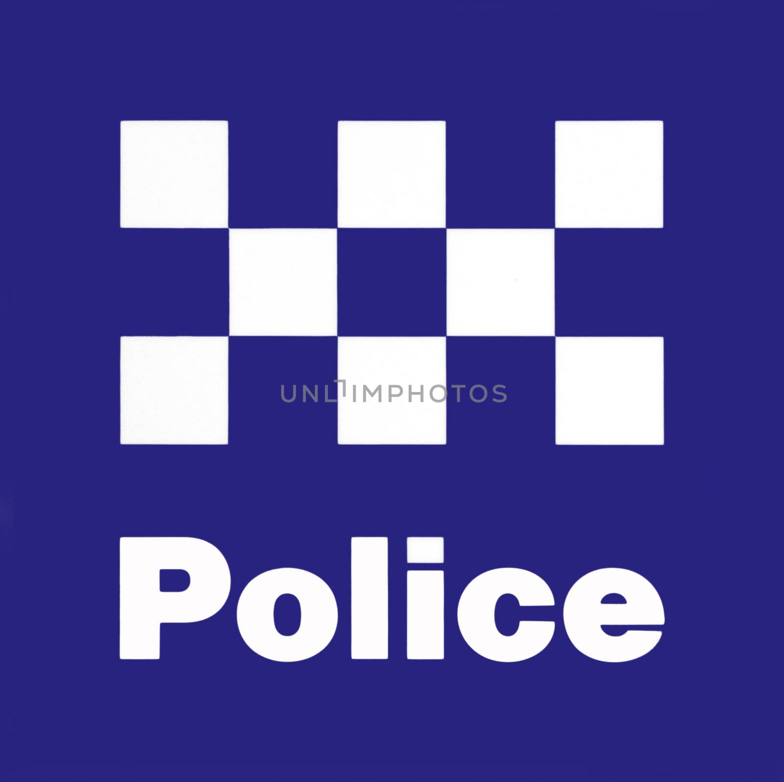 Police Station Sign - White On Blue