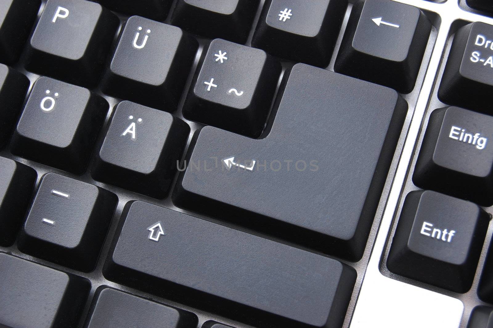 black keyboard with enter button and copyspace