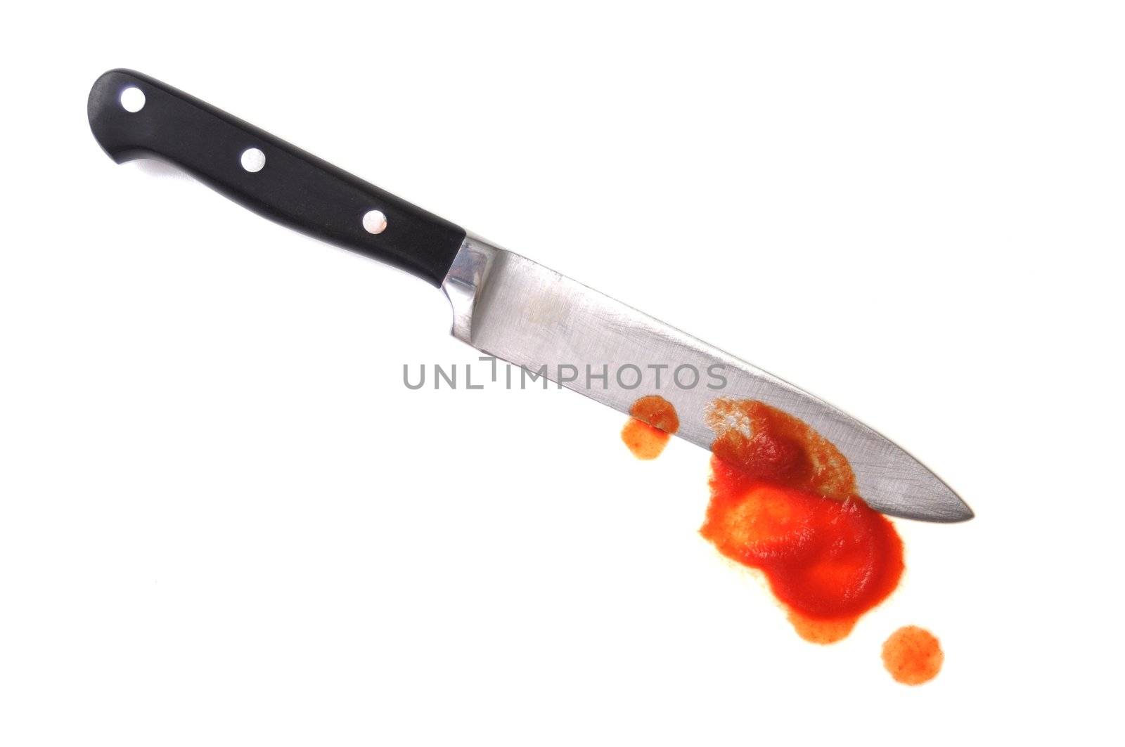 Halloween or murder crime concept with bloody knife