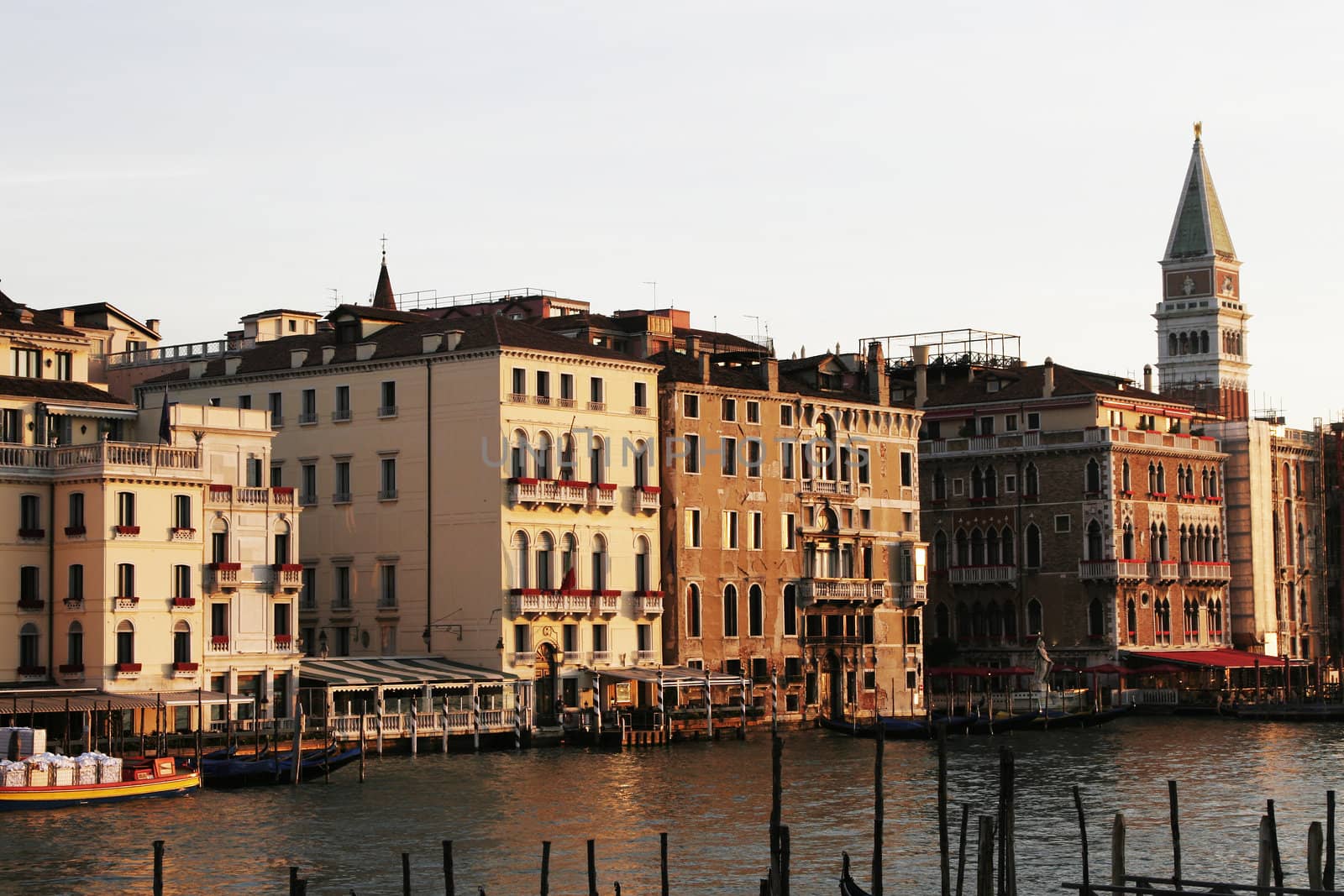 Venice, Italy - Typical Old Building Water Front Facade And Canal