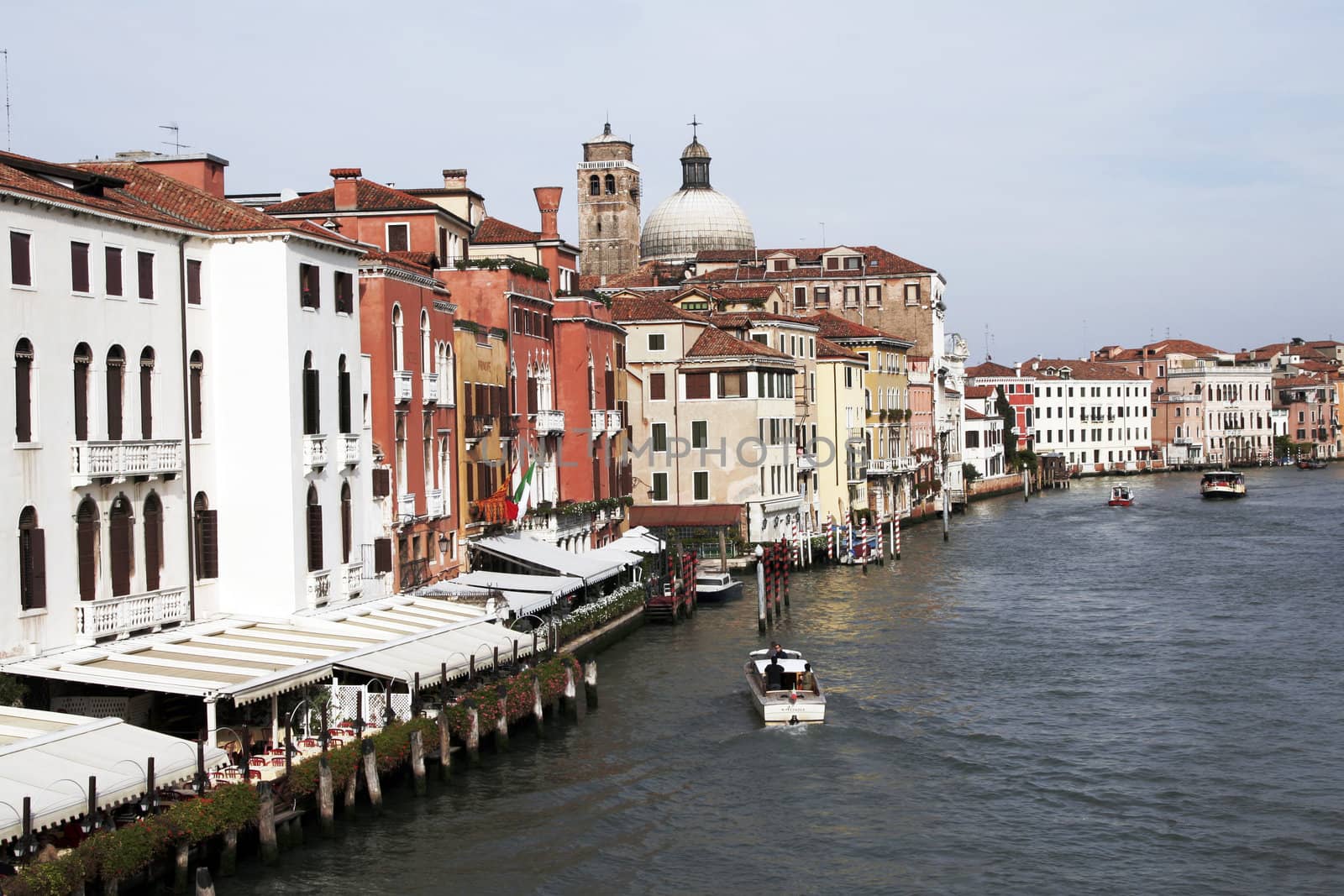 Venice, Italy - Typical Old Building Water Front Facade And Canal