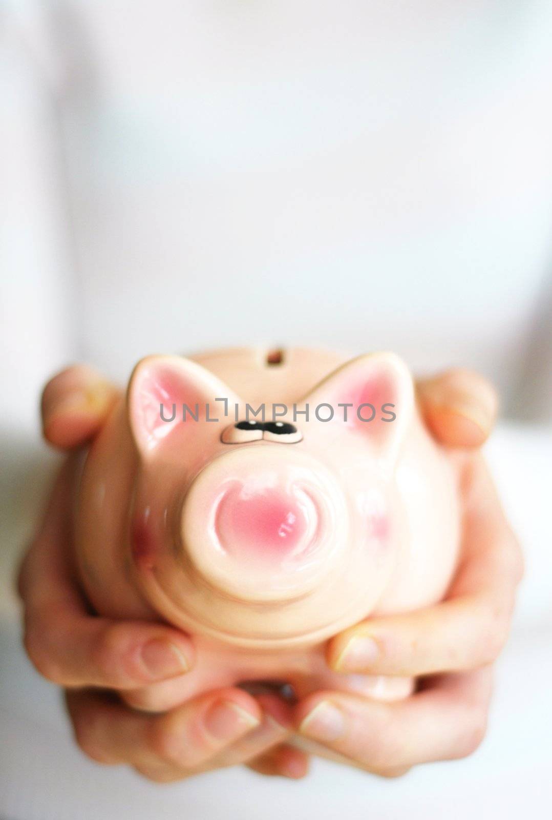 piggy bank and blank copyspace for your text message