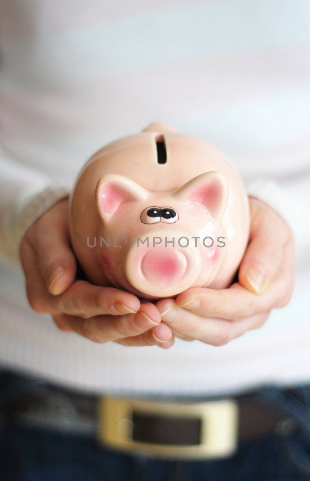 piggy bank and blank copyspace for your text message