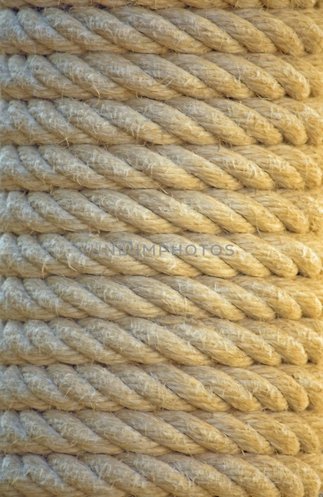 This unusual and interesting background is the thick cord wound round a column.
