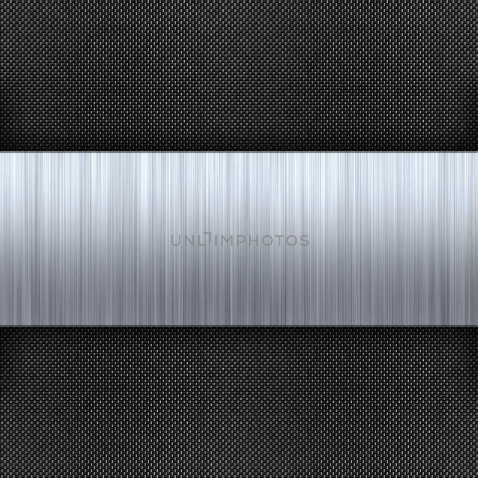 Carbon fiber background with a strip of embossed brushed aluminum.  Plenty of copyspace in this layout.