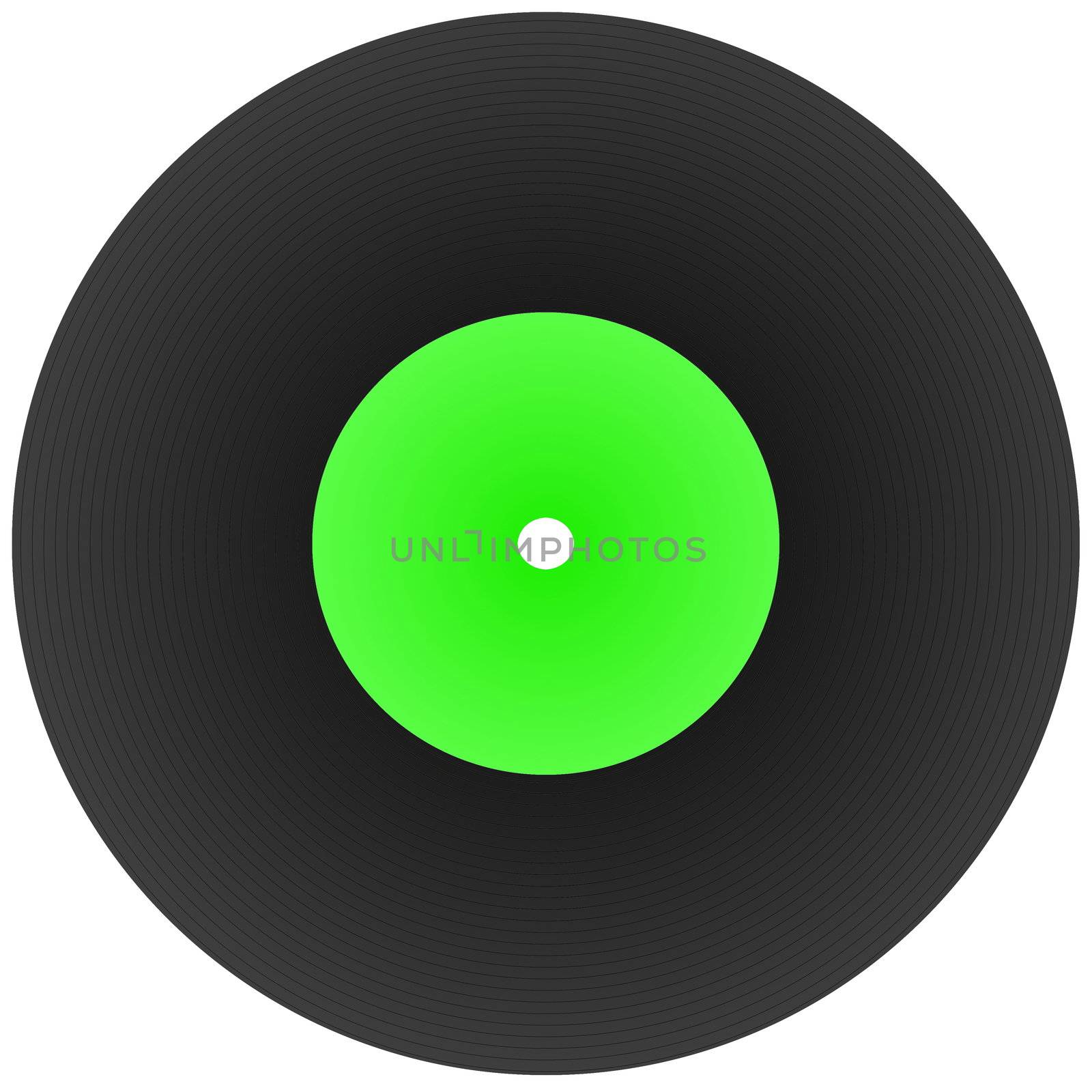disk record for music with blank label isolated on white