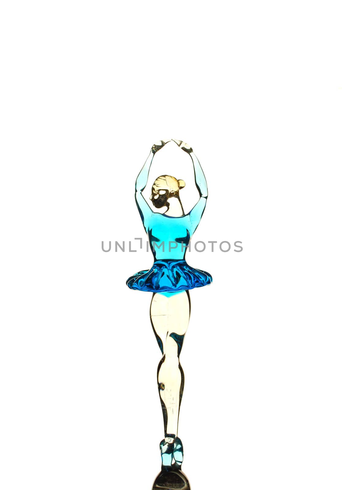Glass ballerina on white background