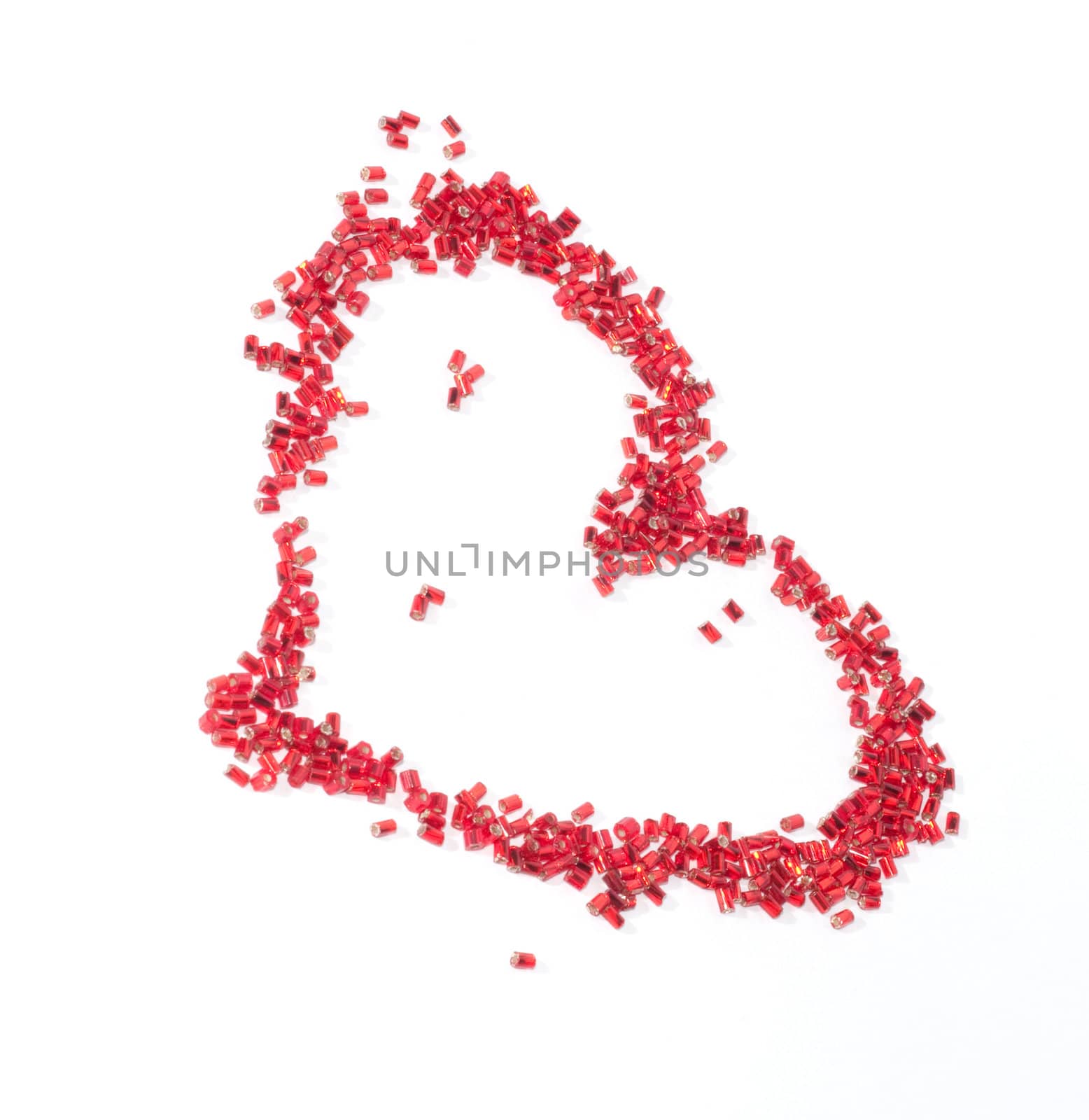 Beads heart on white background