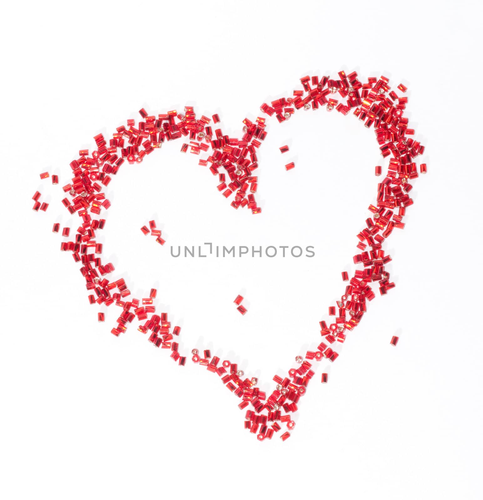 Beads heart on white background