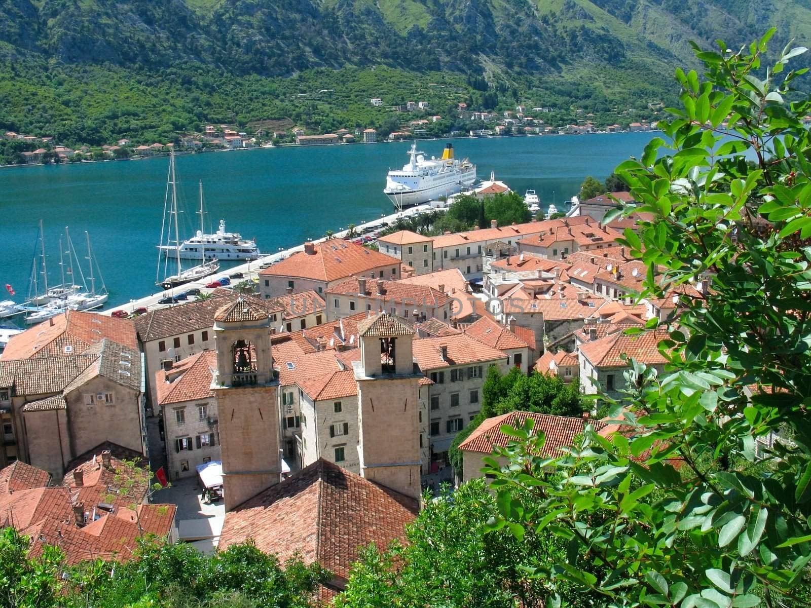 Medieval town Kotor in Montenegro, view from above