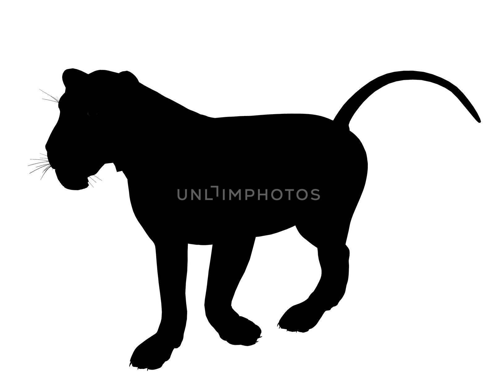 Black lion art illustration silhouette on a white background