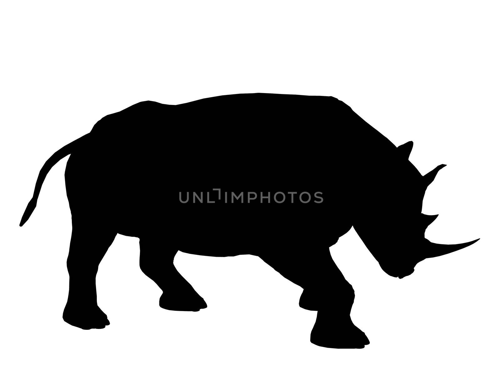 Rhinoceros illustration silhouette on a white background